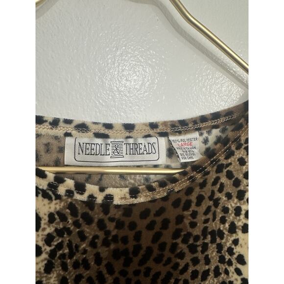 Vintage 80s Women’s Needle And Threads Leopard Sweater Retro Shoulder Pads Large - Picture 3 of 3
